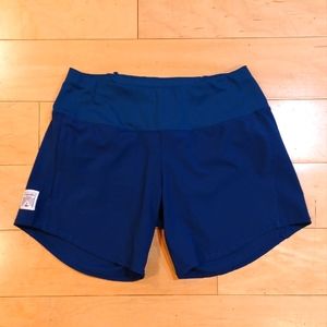 Oiselle Women's Long Running Athletic Lined Roga Shorts Size 2 Blue